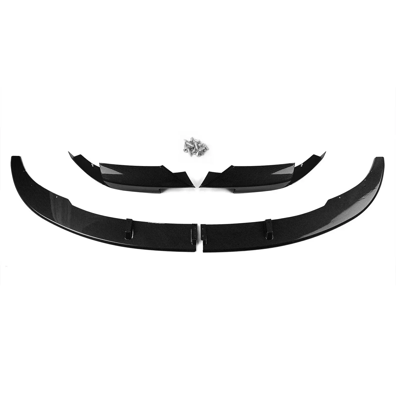 For BMW F10 M5 2012-2016 Carbon Look Glossy Black Front Bumper Lip Spoiler Splitter Lower Air Vent Corner Side Splitter Cover view 4