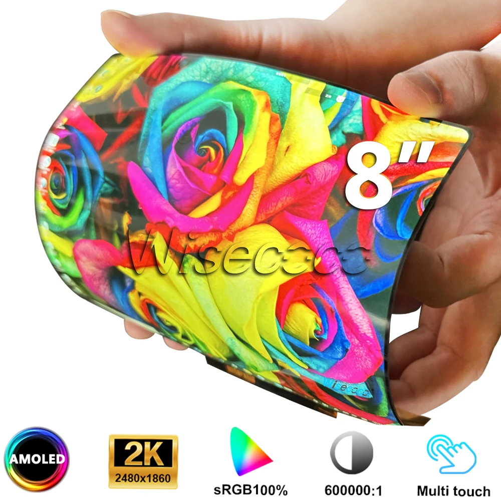 

Wisecoco 8 Inch Flexible AMOLED Display 2460×1860 IPS Touch Ultra Slim Bendable Screen with Driver Board for Gaming Consoles PC