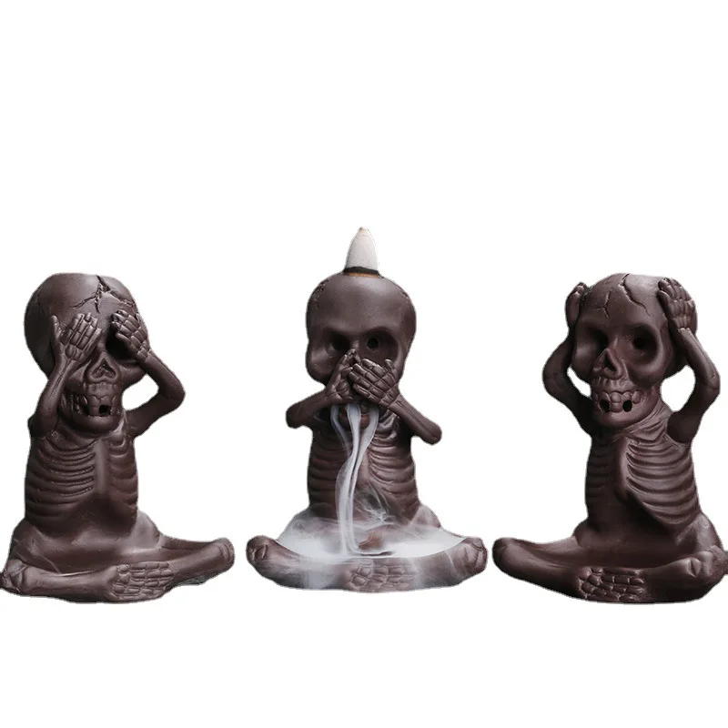 1pc Waterfall Incense Burner Halloween Skeleton Backflow Incense Burner Home Decor Creative Aromatherapy Gift (Without Incense) view 4