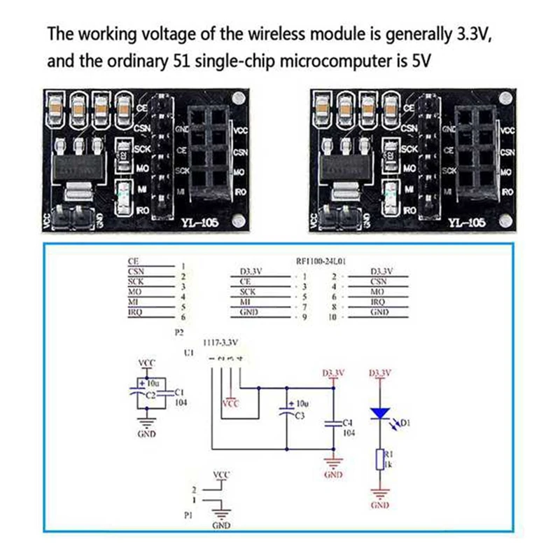 5 Pz NRF24L01 Modulo Adattatore Wireless 3.3 V Nuova Presa Piastra Adattatore Bordo Per 8 Pin Per Arduino NRF24L01 Modulo Wireless