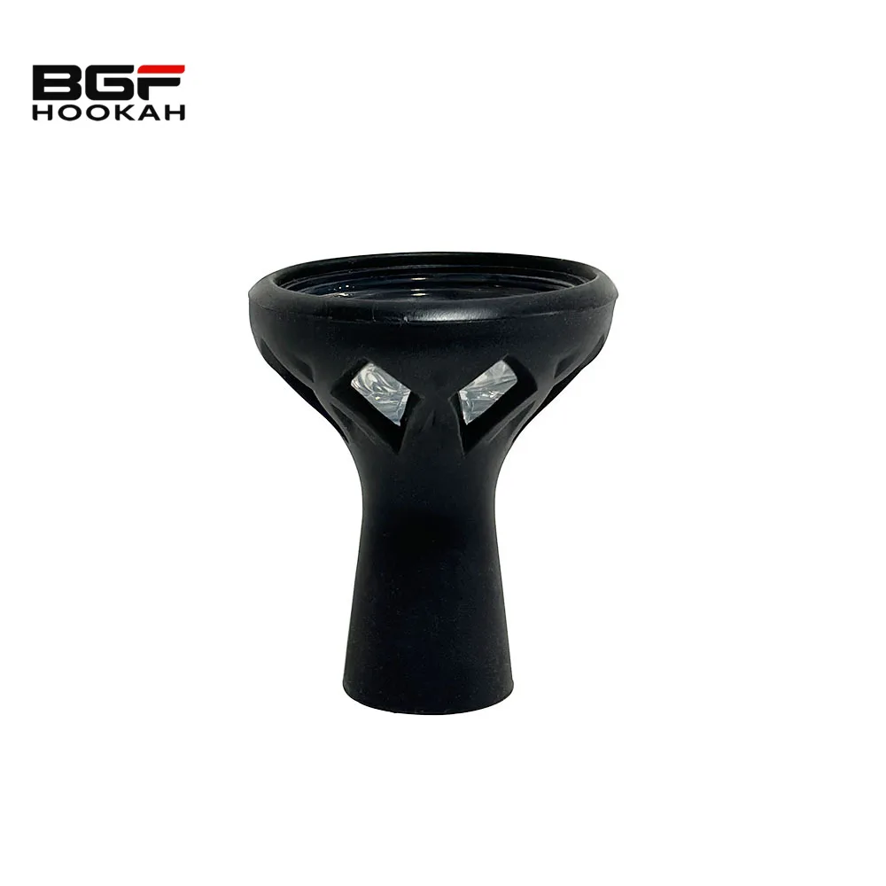 

10CM Height Eight Rotations Black Glass Silicone Shisha Bowl Hookah Smoking Accessories Narguile Chicha Hookah Bowl