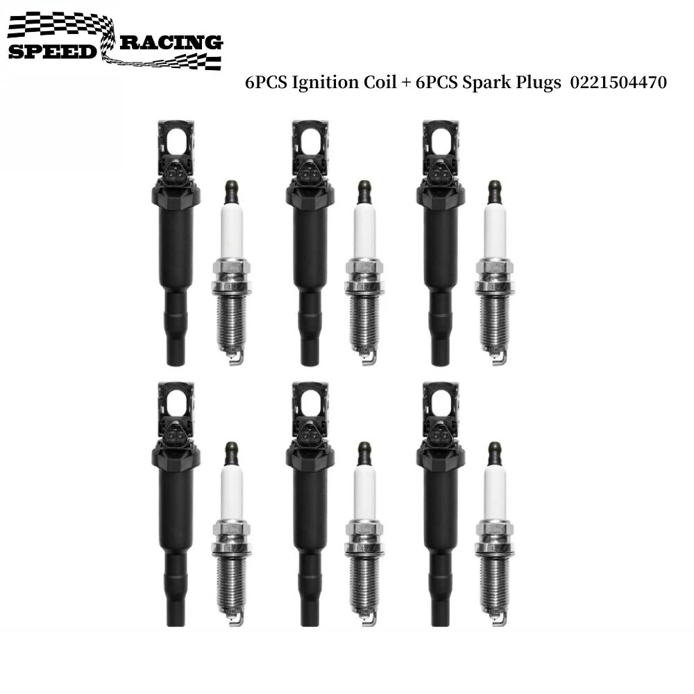 

12137551049 0221504470 12138657273 9806702780 6X Ignition Coil +6X Spark Plug for BMW 128i 335i 328i 528i 535i X3 X5 UF592