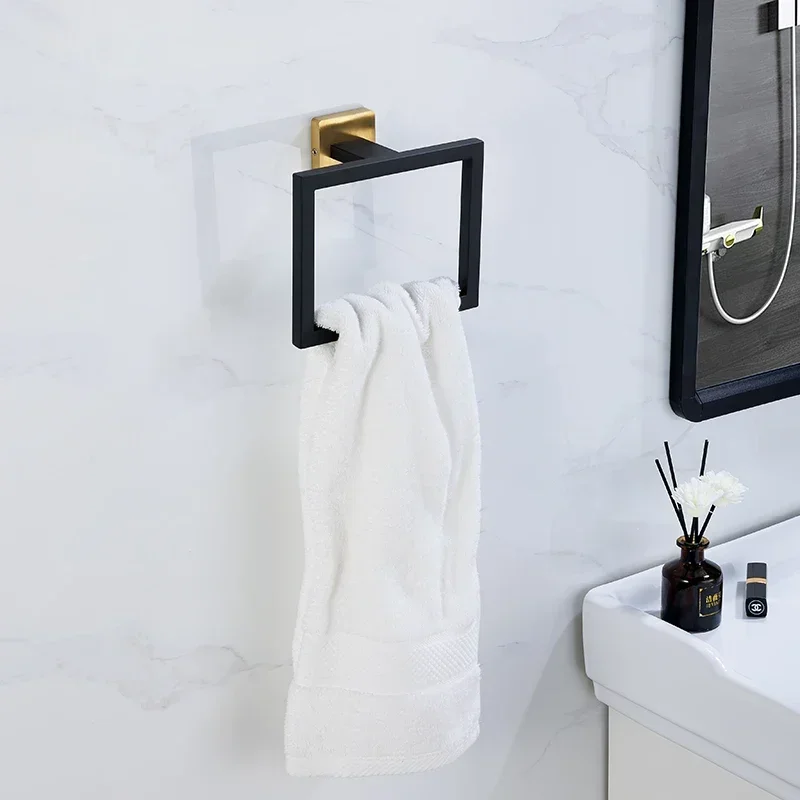 Wall Mount Stainless Steel Black Gold Bathroom Hardware Set Towel Bar Towel Ring Paper Holder Robe Hook Bathroom Accessories Set