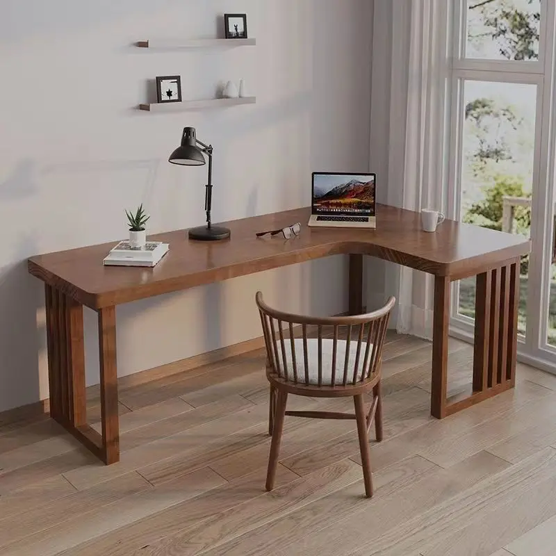 

Solid wood desk corner desktop computer desk household bedroom against the wall simple L-shaped table corner study desk