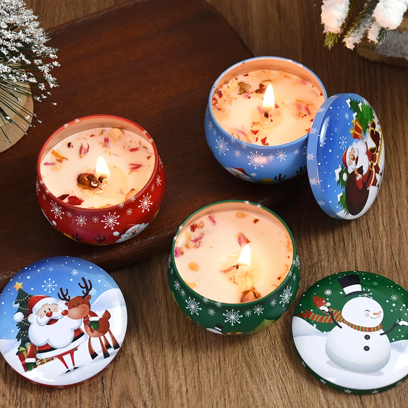 

Christmas Candles Iron Box Santa Claus Snowman Portable Candle Merry Christmas Home Decorations Navidad New Year Party Gift 2024