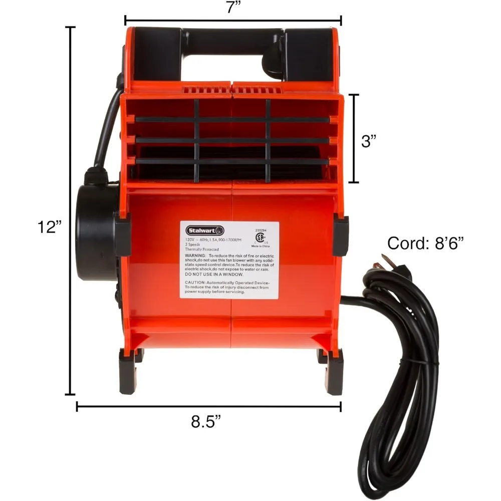 3-Speed Heavy-Duty Floor and Carpet Dryer - 1600 watts -Portable Air Mover with 4 Different Angles for Basements