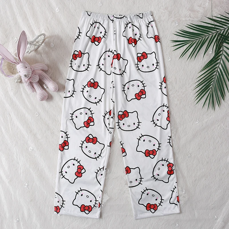 Sanrio Pajamas Women Tank Top Leopard Print Stretch Summer Shorts Soft and Comfortable Outerwear Casual Home Wear Hello Kitty