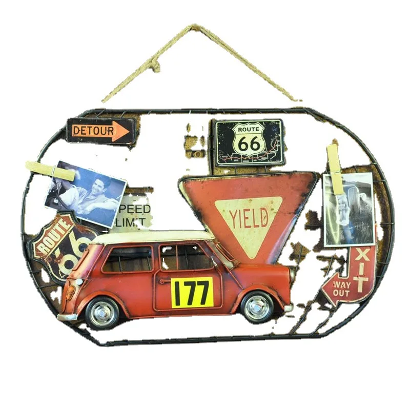 Vintage iron classic car bicycle country pendant photo postcard gift KTV bar soft decoration pendant