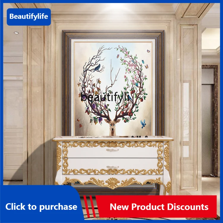 C85 European-Style Solid Wood with Door Kitchen Locker Neoclassical Living Room Meal Side Cupboard Entrance Entrance Cabinet
