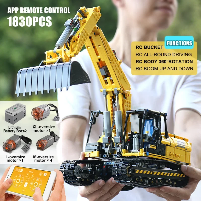 Digging Machine 2169pcs Technical Building Blocks Bricks Model APP Control DIY Toy Christmas Gift for Kids Boy Adult