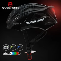 QUESHARK Men Women Ultralight Cycling Helmet Led Taillight MTB Road Bike Bicycle Motorcycle Riding Ventilated Safely Cap