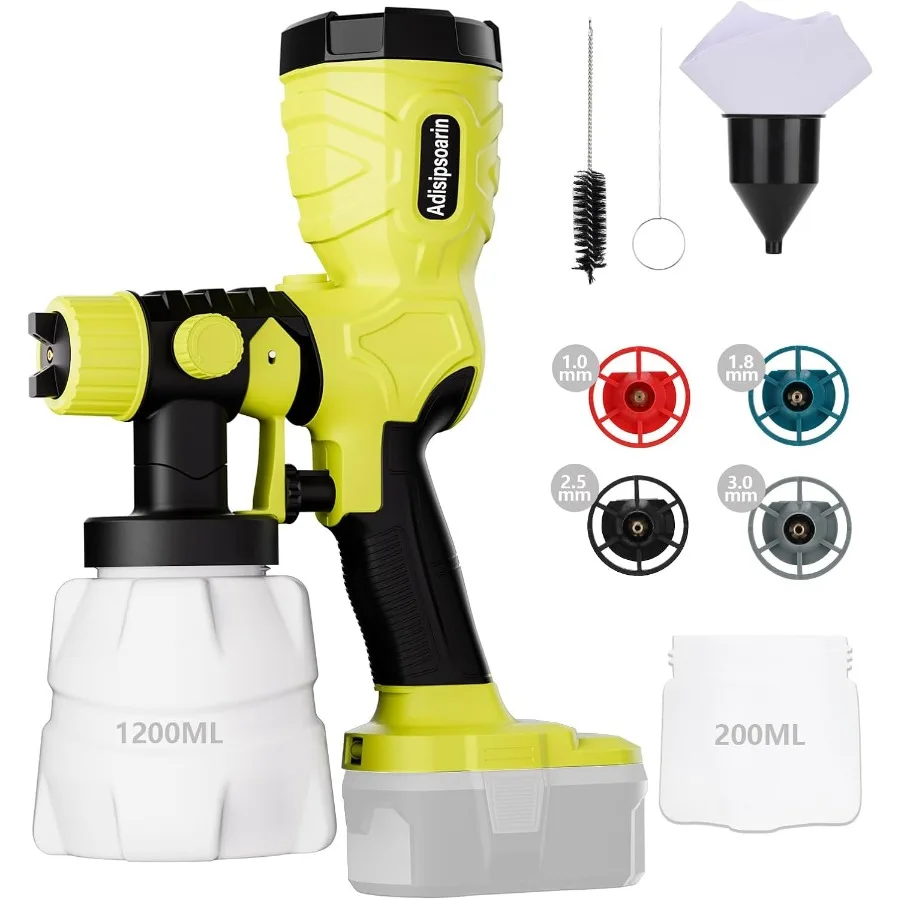 

Распылитель краски 18 В, высокоскоростной аккумулятор Ryobi 18 В, 2 контейнера, легко чистится, для домашней живописи, мебели, аккумуляторы в комплект не входят