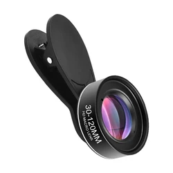 장거리 전화 매크로 렌즈 30-120mm 멀리 촬영 매크로 매니큐어 속눈썹 라이브 휴대 전화 렌즈 4k HD 고품질