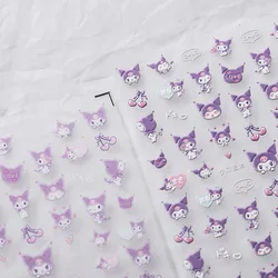 1PCS 5D Cartoon Nail Sticker Sanrio Kuromi Hello Kitty Melody Nail Art Sticker Nail Art Decoration New Anime Nail Decal