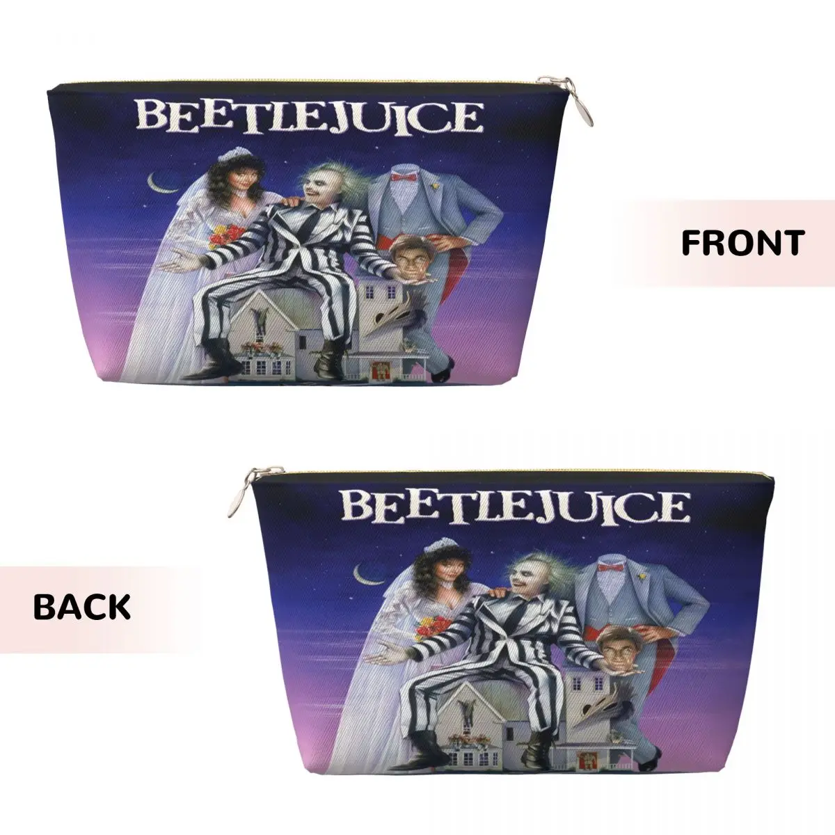 Custom Tim Burton Beetlejuices Horror Film Cosmetic Bag Women Cute Big Capacity Makeup Case Beauty Storage Toiletry Bags