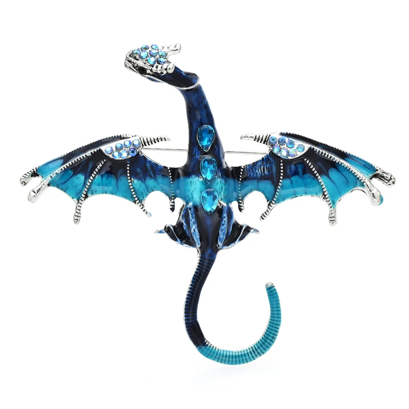 Wuli&baby Flying Dragon Brooches For Women Men 4-color New Design Legend Animal Brooch Pin Gifts