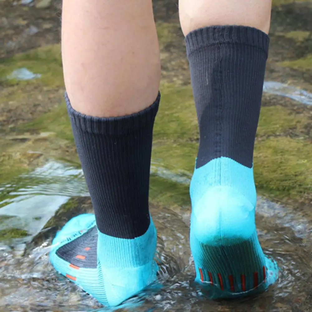 Calcetines cálidos impermeables para exteriores a prueba de viento para hombres y mujeres, calcetines cálidos de invierno de tubo medio para mantener el calor, montar, esquiar, senderismo, vadear, calcetines para acampar