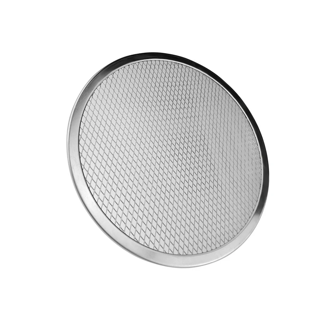 

Pizza Pan Baking Tray Round Aluminium Flat Mesh Pizza Mold Tray Kitchen Bakeware Tool - 10 Inches