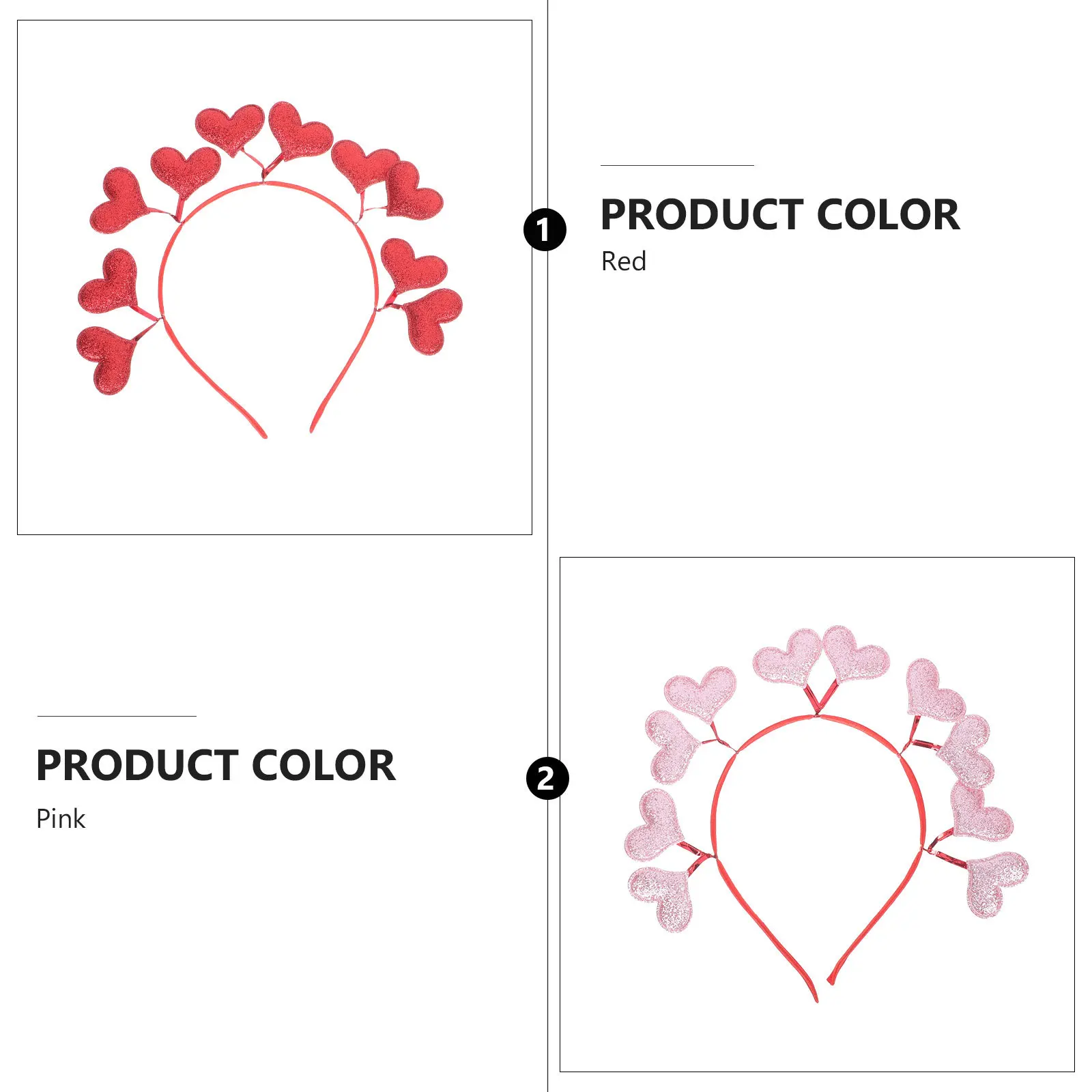 

2Pcs Love Heart Headbands Premium Plastic Adjustable Hair Accessories for Valentine Party Hair Decorations Hoops Bands