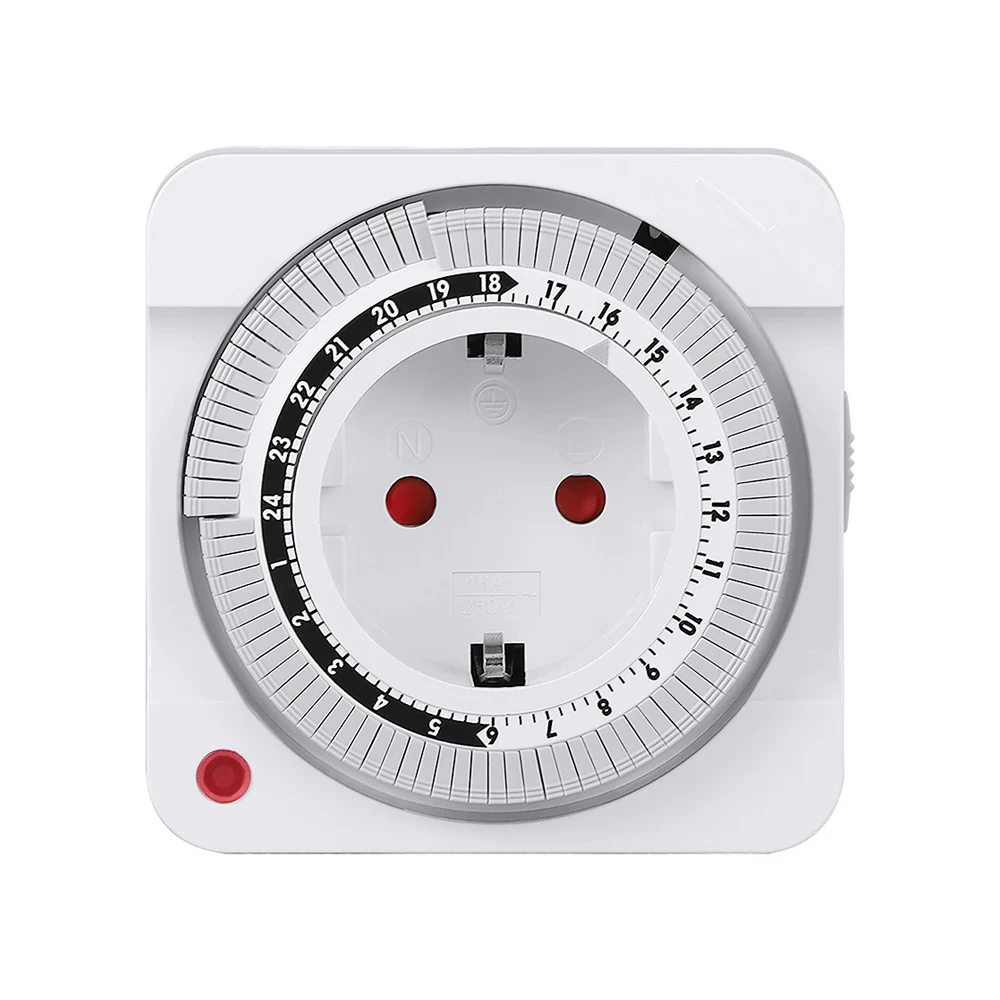 EU Plug Mechanical Timer Socket, 24 Hour Timing Switch, Automatic Power Off Smart Countdown Outlet for Household Home Appliance