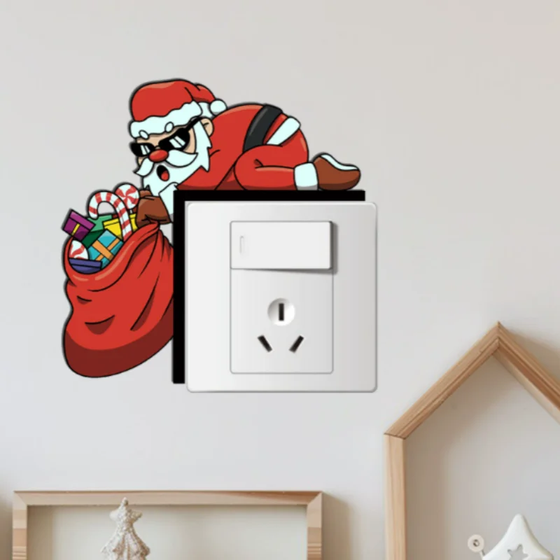 

5.7inch x 5.7inch Fashionable Santa Claus switch stickers for home room socket decoration wall stickers