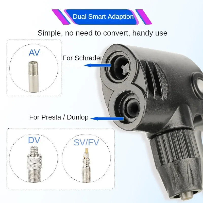 Bicycle Hand Floor Pump Air Nozzle Adapter Plastic Schrader/Presta Dual Head Convertor for MTB Road Bike Scooter Ball Inflation