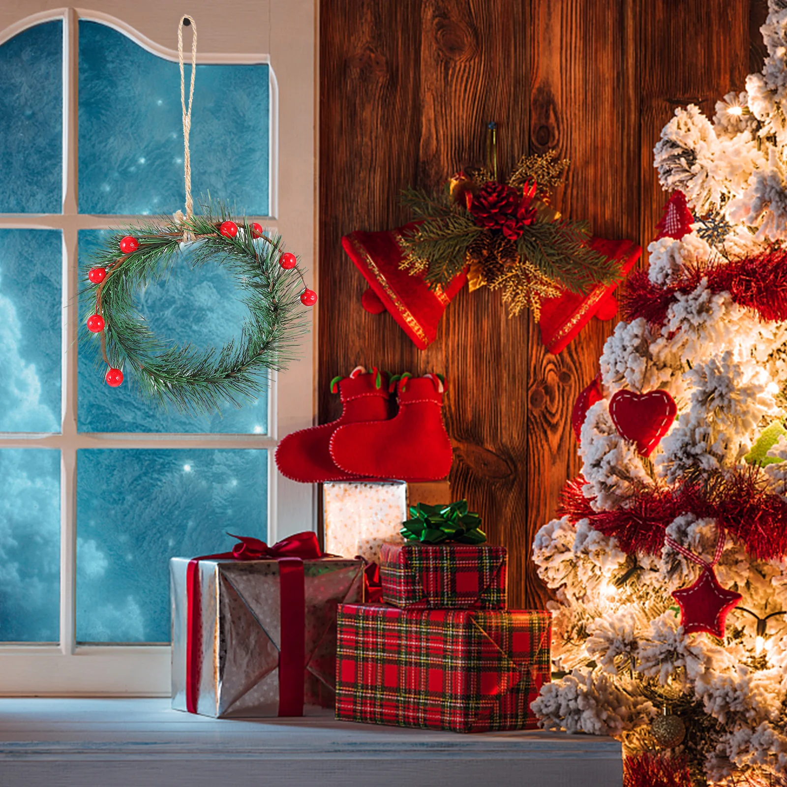 

3Pcs Christmas Garland Red Berry Artificial Flower Wreath Pendant for Xmas Hanging Decoration Outdoor Use Christmas Garland