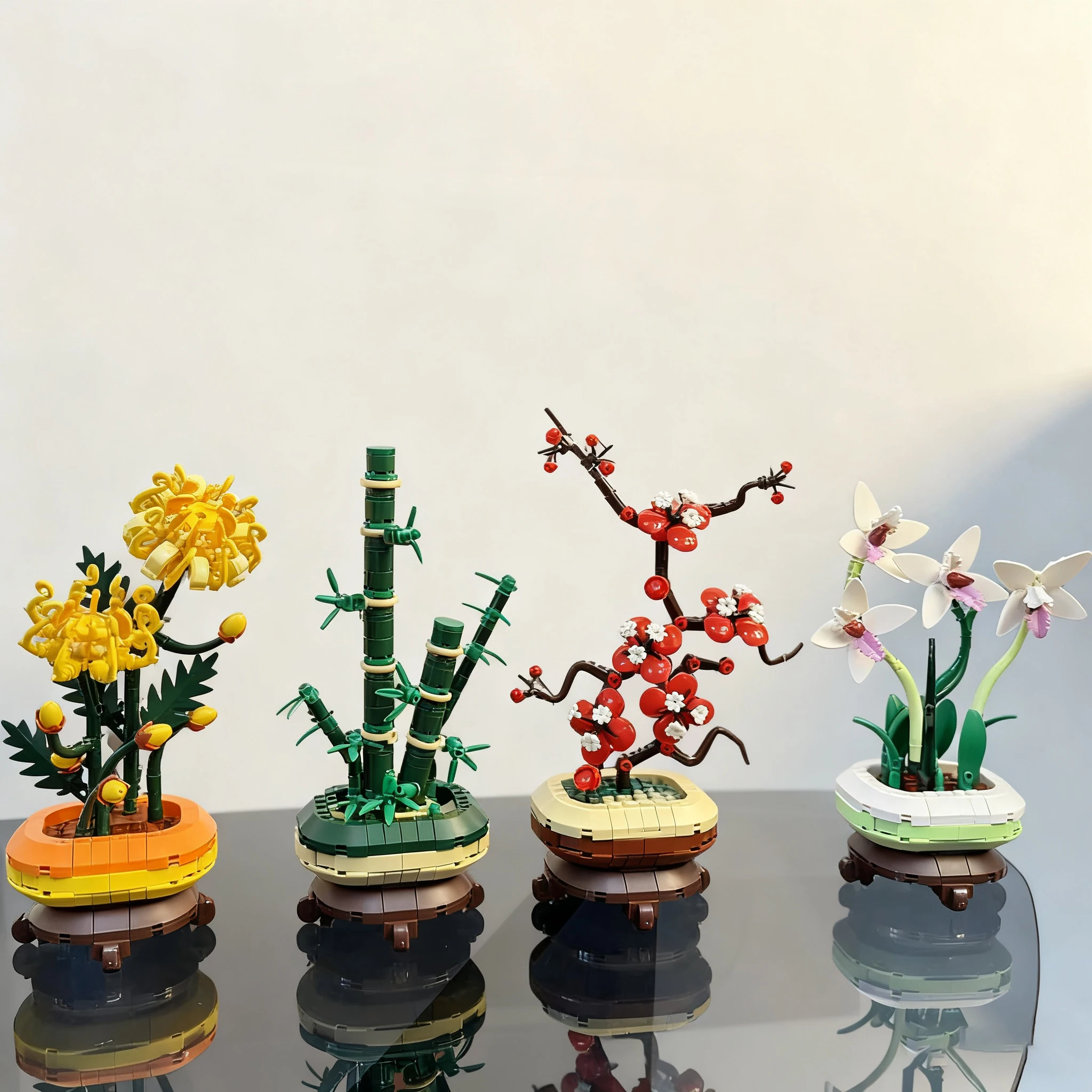 

НОВЫЙ китайский букет, строительные блоки, орхидея, бамбук, хризантема, цветение сливы, сделай сам, сборка цветов, игрушка для детей и взрослых, декор стола