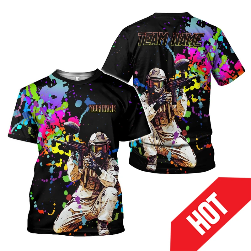 Paintball Game 3D Graphic T Shirts Mens Chilren Clothes Casual Short Sleeve Graffiti T Shirt Fashion Harajuku Hip-hop Tops Tees