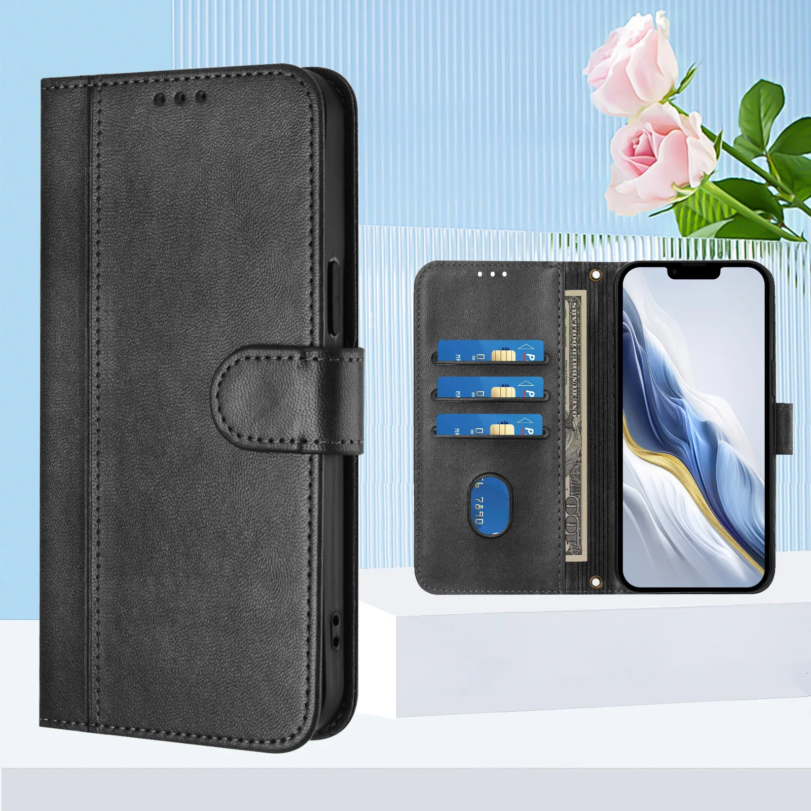 حافظة حامل البطاقات لهاتف سامسونج جالاكسي واسعة 7 6 5 A Quantum 4 Budy 3 Jean 2 Jump محفظة جلدية عتيقة مقاومة للصدمات غطاء قلاب