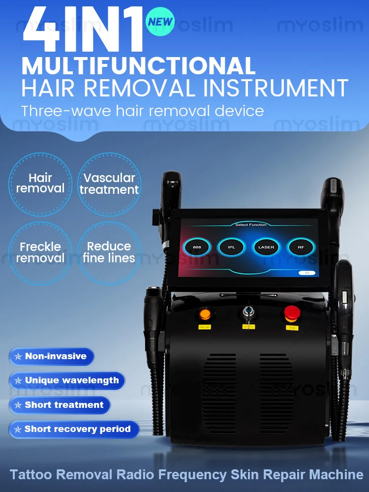 

Новый портативный 4-в-1 аппарат для удаления волос OPT IPL DPL с технологией Ice Titanium, диодным лазером 808 нм и пикосекундным Nd:YAG лазером для удаления татуировок