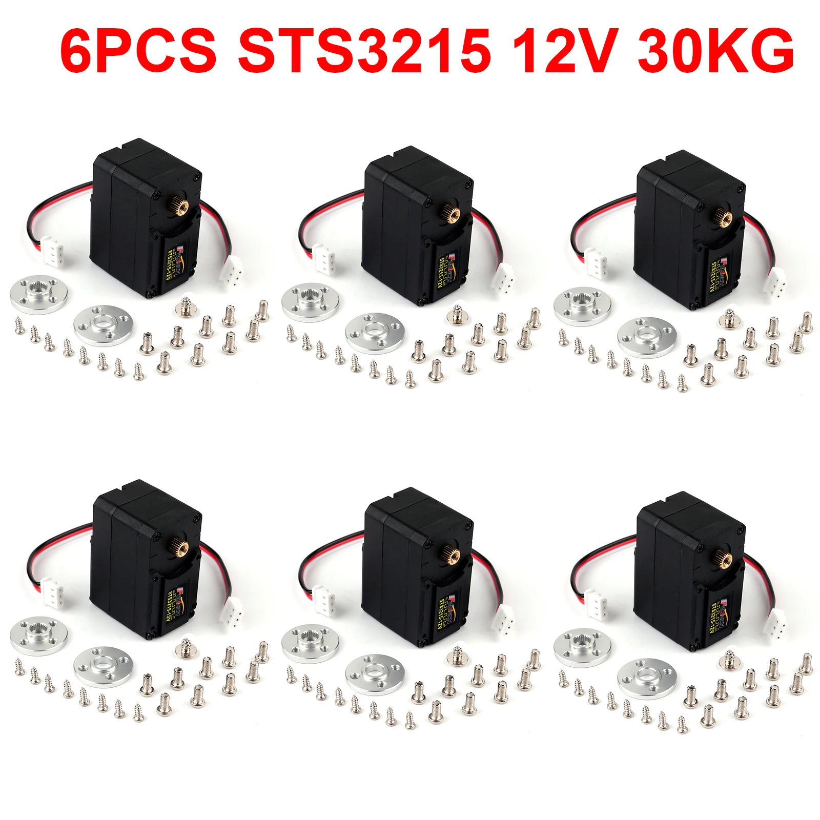 6 peças sts3215 12v 30kg alto torque inteligente rc servo ttl serial bus robô servo para SO-ARM100 projeto robótico de ensino pésch