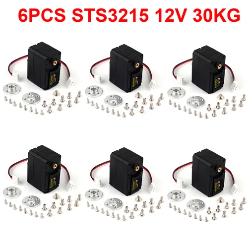 6 個 STS3215 12V 30KG 高トルクスマート RC サーボ TTL シリアルバスロボットサーボ SO-ARM100 教育ロボットプロジェクト Feetech