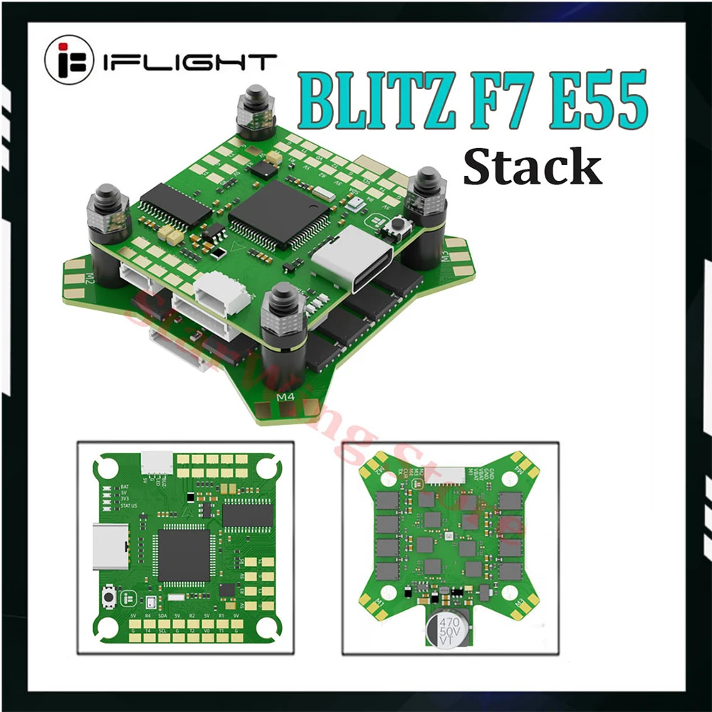 IFlight BLITZ F7 Stack F722 F7 Flight Controller W/ BLITZ E55 55A BLHELI32 4in1 ESC 2-6S DShot 600 for RC FPV Drone