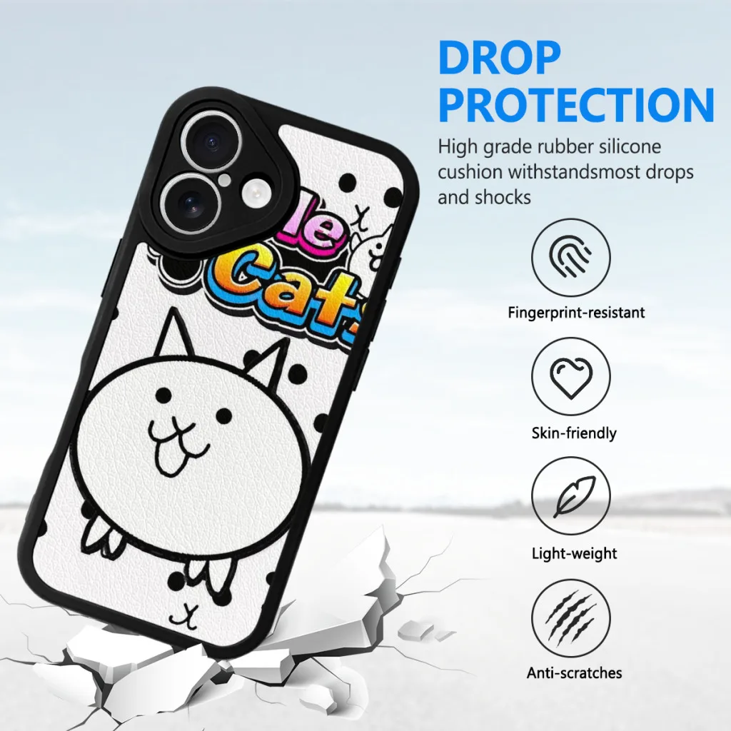 Capa de telefone para iPhone 16 Pro Max Plus Capa de pele de silicone Hot Game Battle Cats