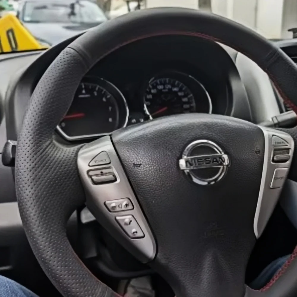 Anpassung Hand Nähen Mikrofaser Leder Auto Lenkrad Abdeckung Zubehör Für Nissan Tiida Sylphy Sentra Versa Hinweis 2014