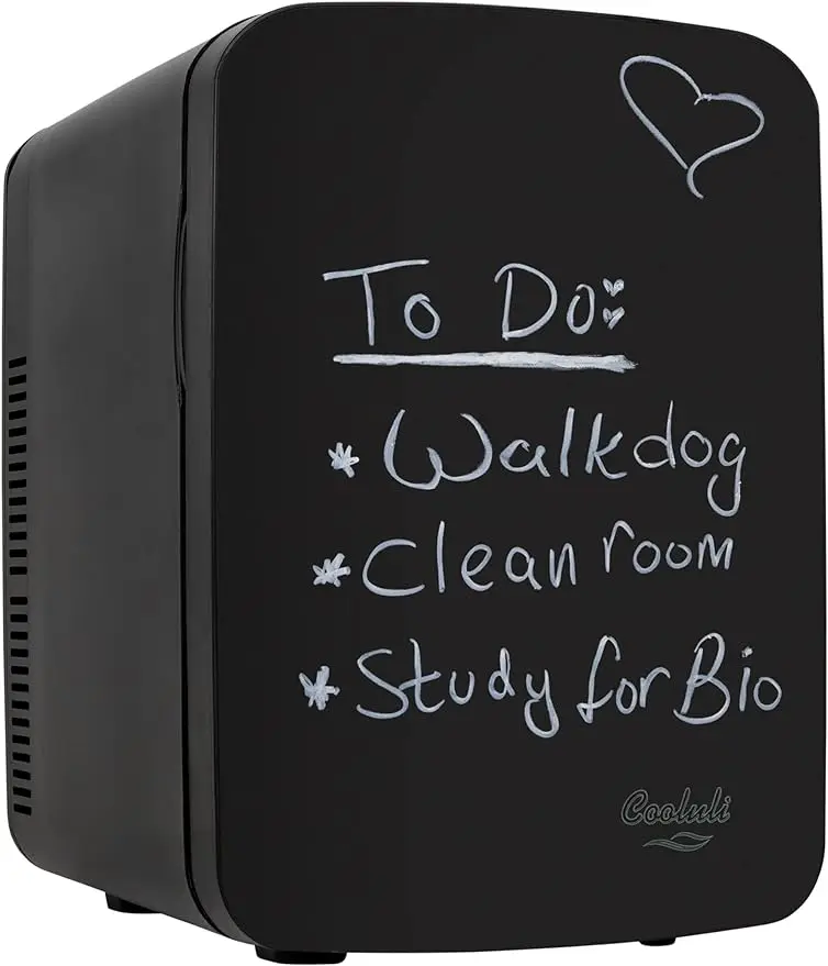 

15L Portable Small Refrigerator for Travel, Car & Office Desk - Plug In Cooler & Warmer for Food, Drinks & Skincare (Black)