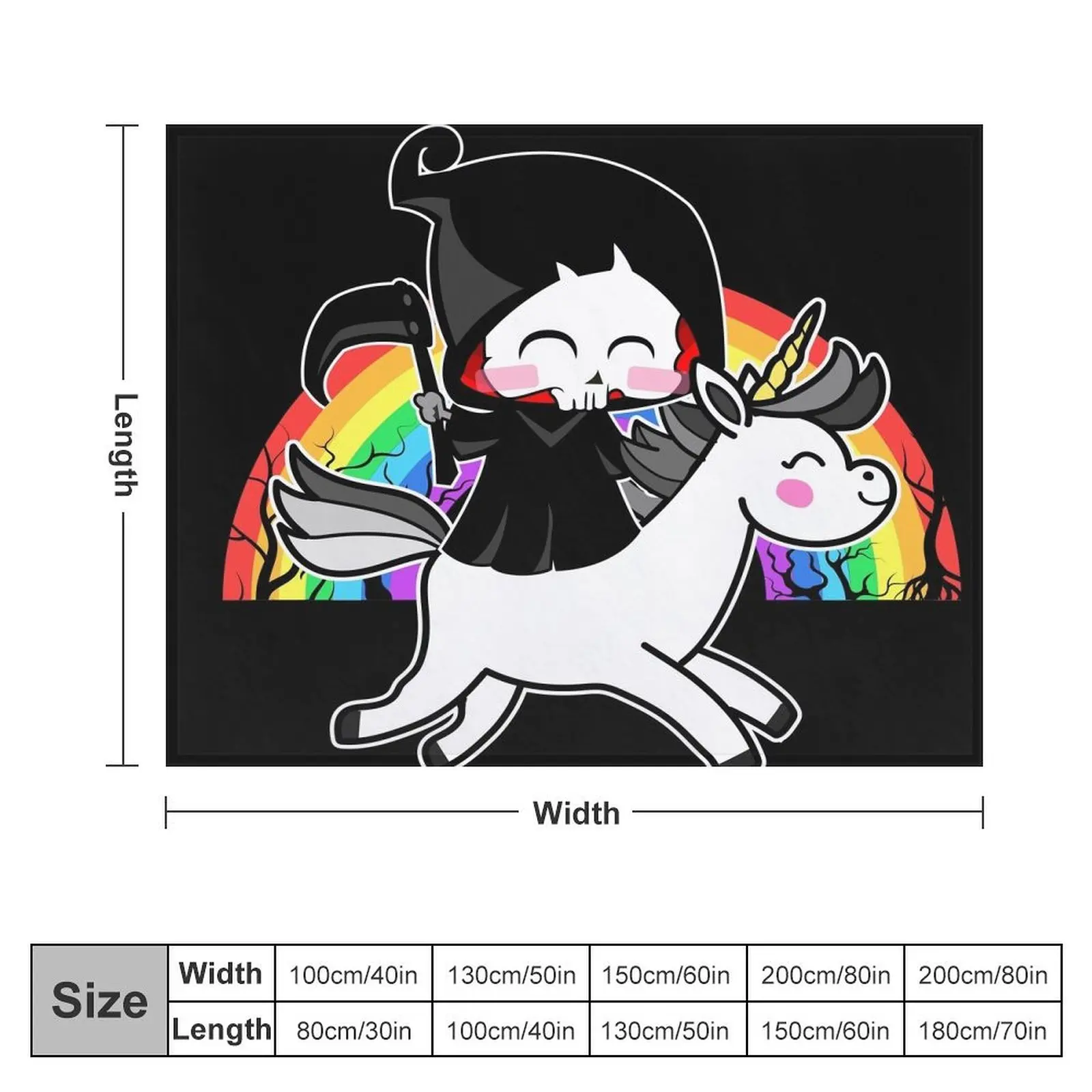 Death Is Magic - Unicorn Grim Reaper Rainbow Throw Blanket Flannels Plaid Sofa Quilt Decorative Throw Blankets