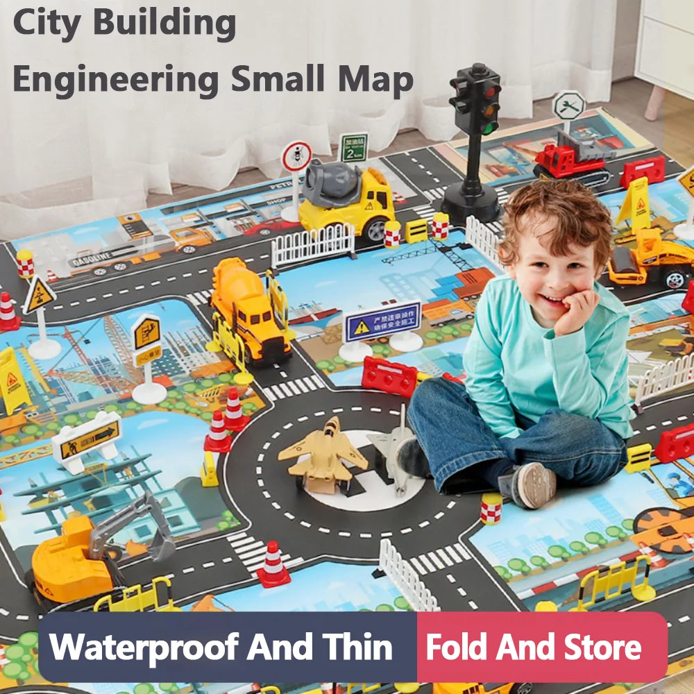 Baby City Traffic Road Map Kids Toy Parking Lot Roadmap Traffic Signs 83*58cm Climbing Playing Mat Play 9Style Game Mat Carpet