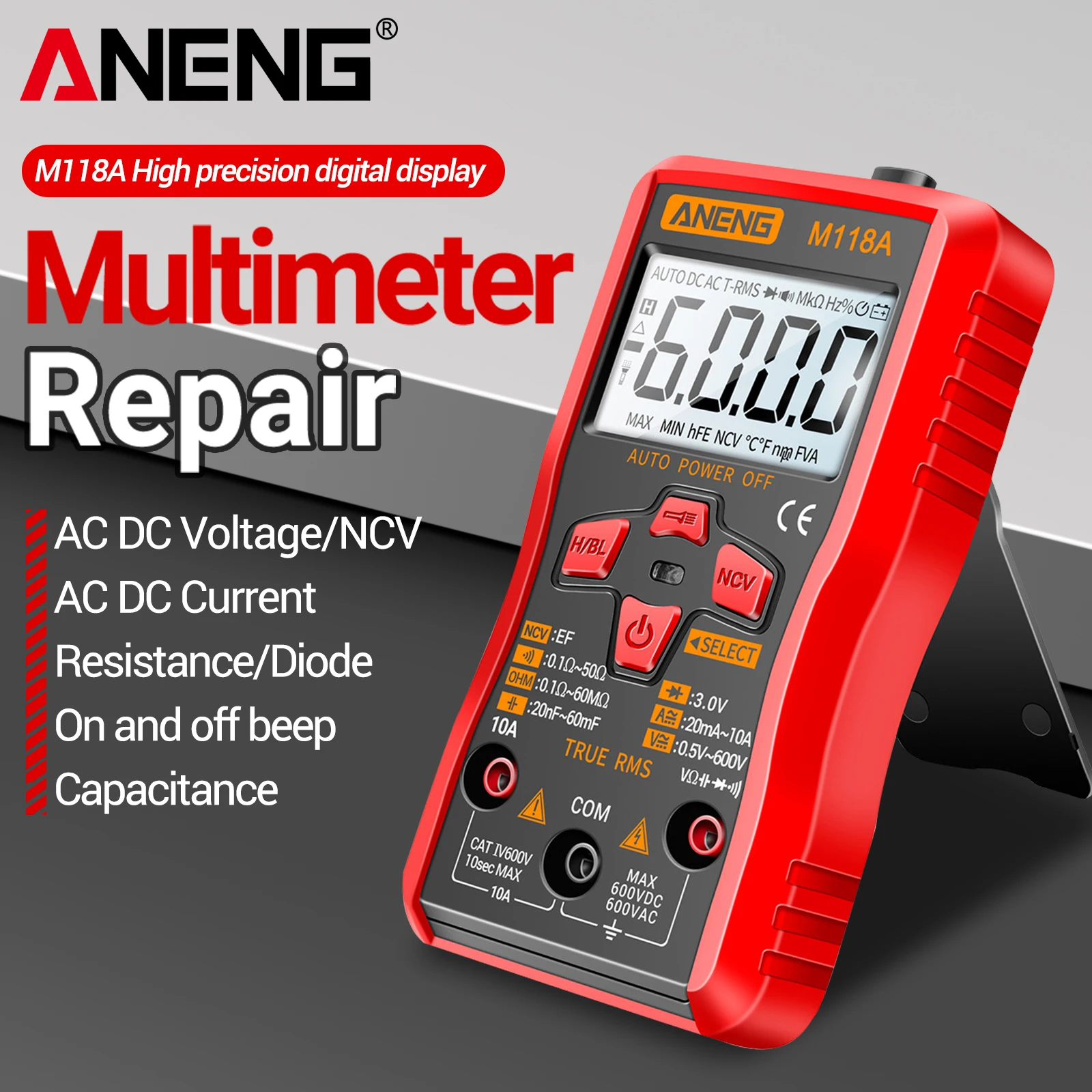 Multimeter ANENG M118A Mini LCD Screen Current Tester  AC/DC Voltage Meter Ohm Non-contact Resistor Diode Multimetro Test Tool