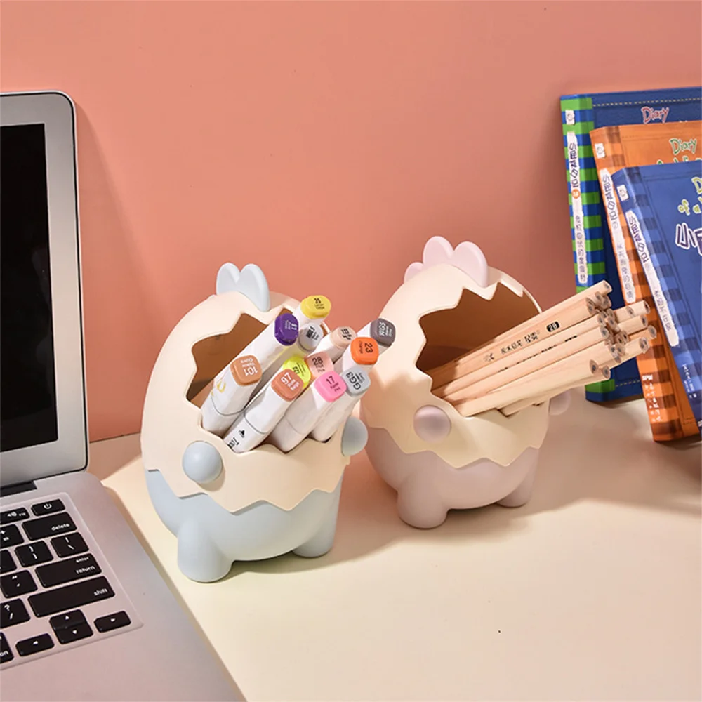 Lovely Cartoon Dinosaurs Cute Pen Holder High Capacity School Office Stationery Storage Box Kawaii Desktop Pencil Pens Organizer