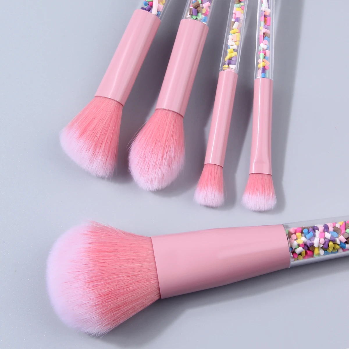 5-teiliges Candy Sprinkle Make-up-Pinsel-Set, rosa, weiche synthetische Pinsel für Gesicht und Augen – Detail 4