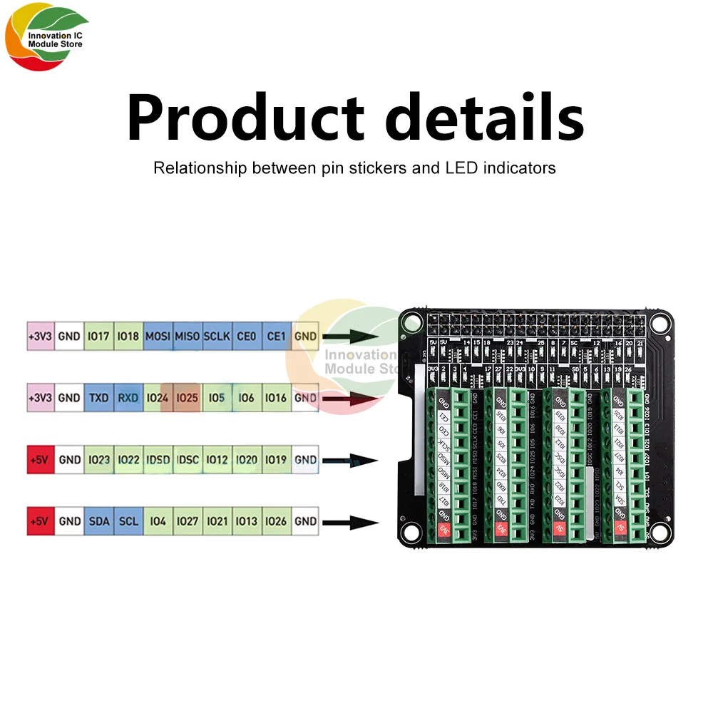 Imagem -02 - Ultra-pequeno Rpi Gpio Status Led & Terminal Bloco Breakout Placa Módulo para Raspberry pi