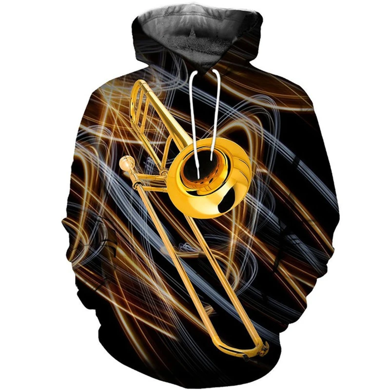 3D-gedruckte Kapuzenpullover mit Musiknoten-Motiv, Musikinstrumenten-Grafik, für Damen und Herren, lustig, neu, für Herbst und Winter, Sport- und Streetwear, Unisex-Sweatshirt. – Detail 9