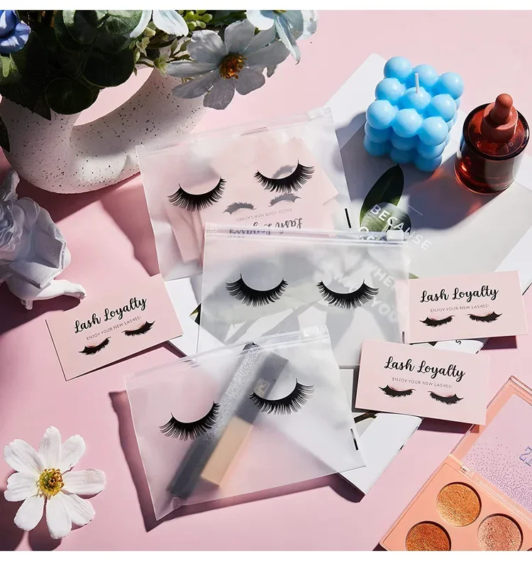 50PCS Wimpern Nachsorge Taschen Zipper Wasserdichte Wimpern Tasche Kulturbeutel Make-Up Tasche Kosmetische Reise Schönheit Liefert Geschenk Verpackung – Detail 3