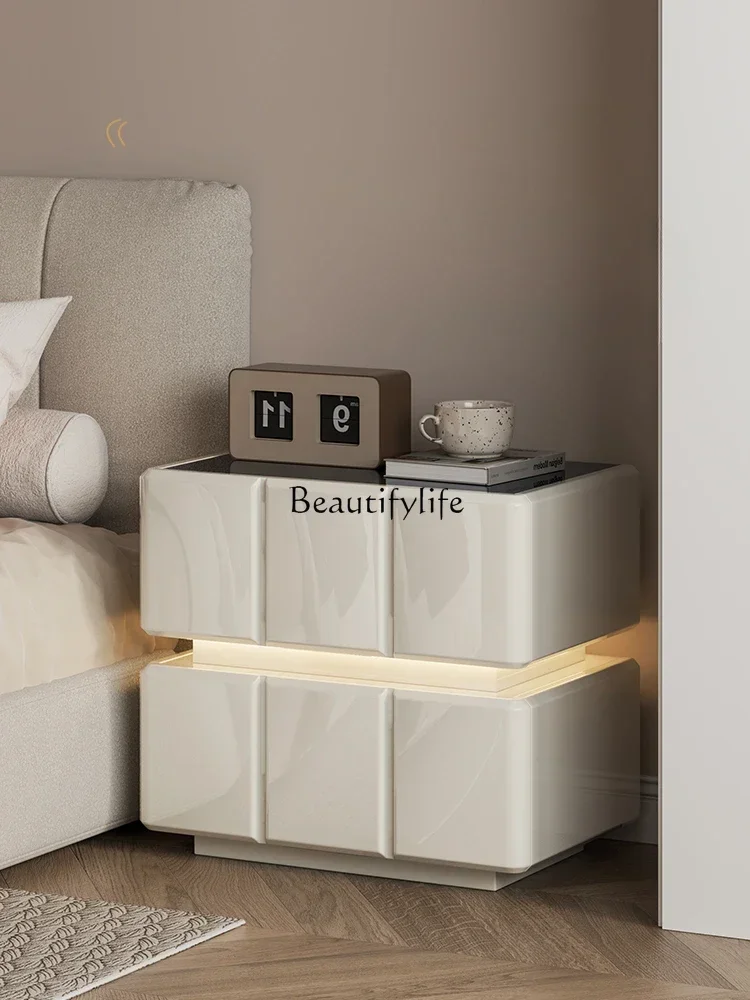 

112Bedside Table Modern Simple Smart Bedside Cabinet Light Luxury High-Grade Creative Storage Cabinet