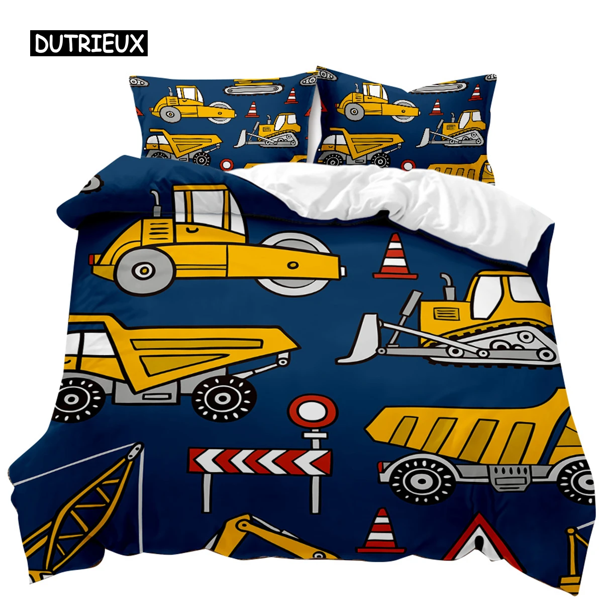 

Mechanical Car Duvet Cover Mechanical Cars Engineering Vehicle for Kids Teens Car Polyester Bedding Set Double Queen King Size