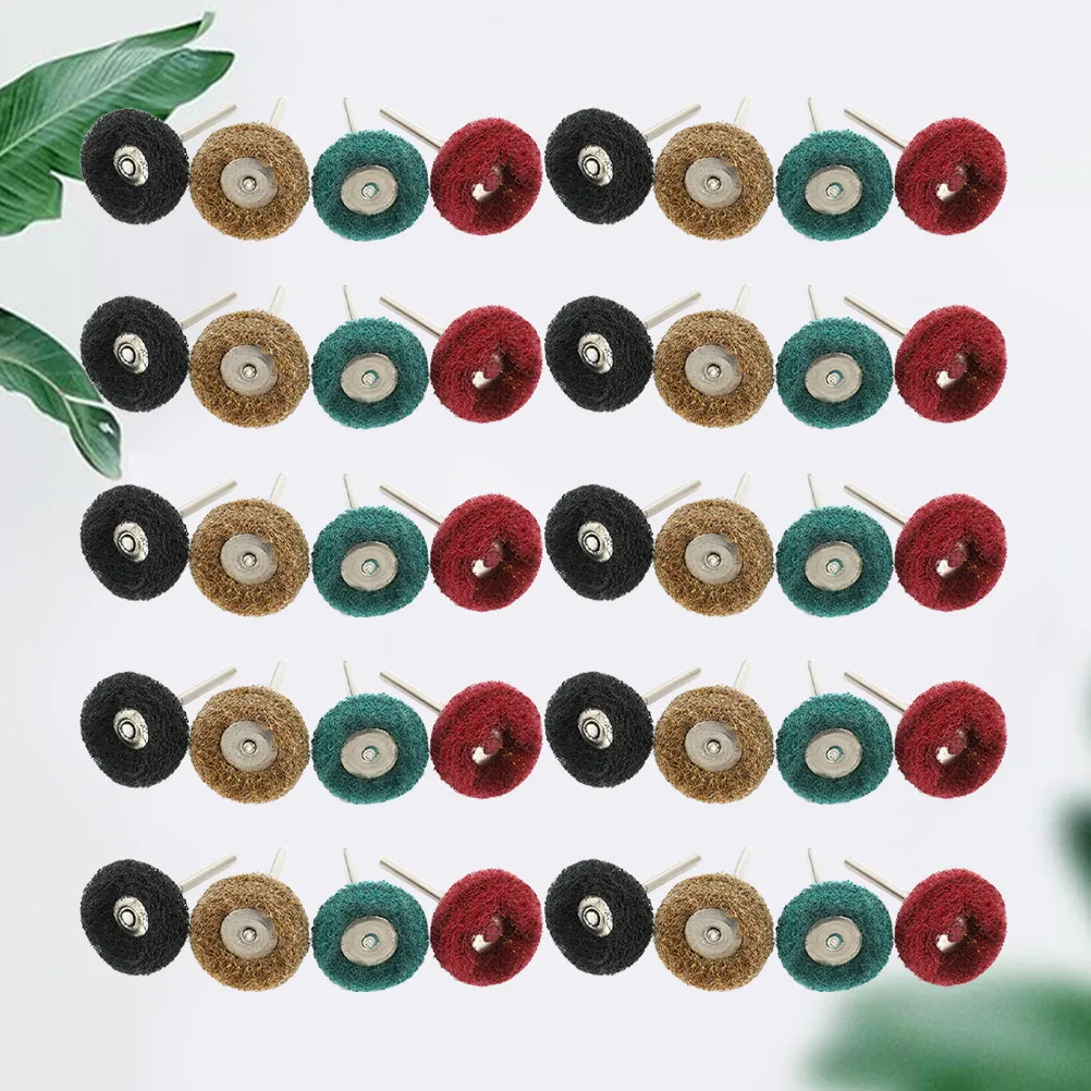 40Pcs Nylon Abrasive Polishing Wheel Set Buffing Wheels Red Yellow Green Black for Drill Rotary Tool Metal Jewelry Deburring