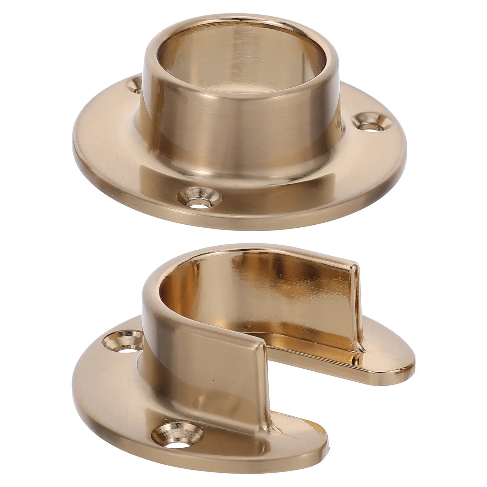 1Pair Closet Rod Bracket Heavy Duty Stainless Steel 34Mm Wall Mount Wardrobe Rail Flange Pole Holder Rod Support for Clothes