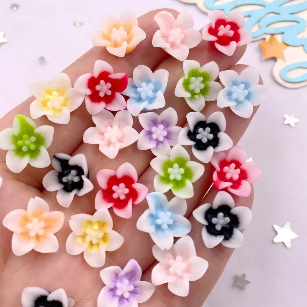 50pcs Resin 13mm Colorful 3D Morning Glory Flower Figurine Flatback Stone Scrapbook Wedding DIY Decor Crafts Jewelry Accessories